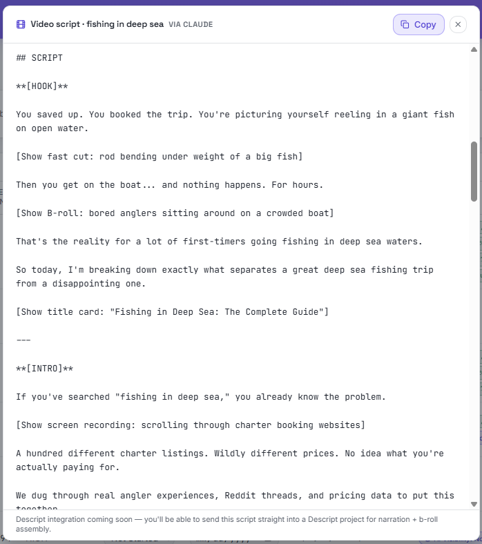 Video script hook and intro sections