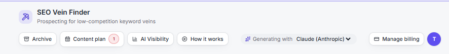 Content plan header link showing a count of new tracking results